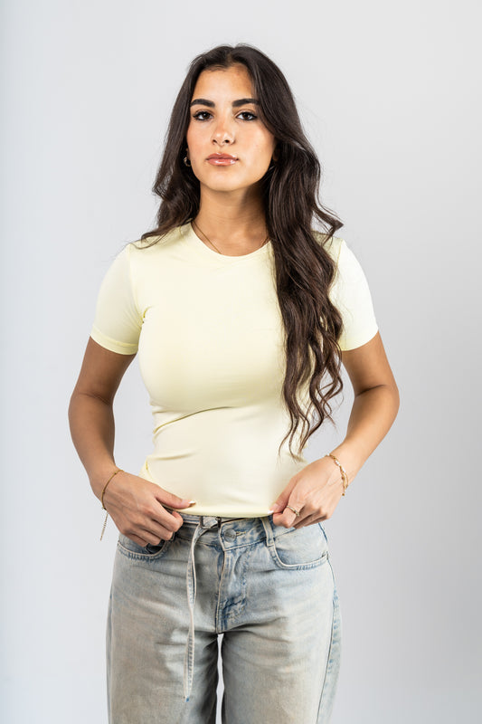 Pale Yellow Seamless Contour Top